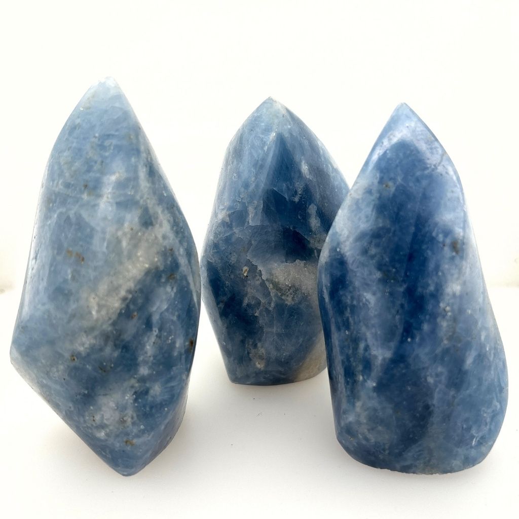 Blue Calcite Flame Natural Polished Blue Calcite Crystal Home Decor