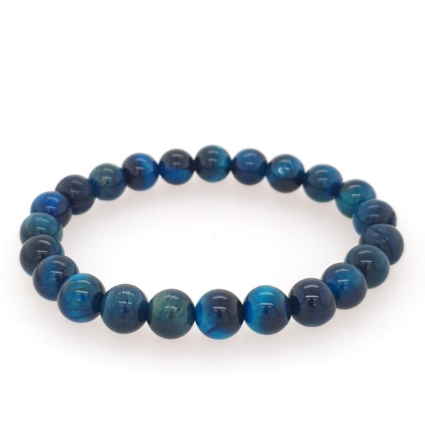 Blue Tiger Eye Bead Bracelet - 8mm