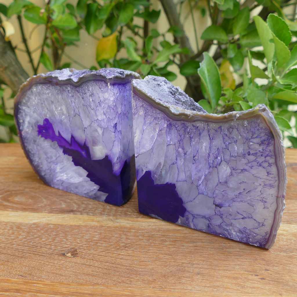 purple agate bookends