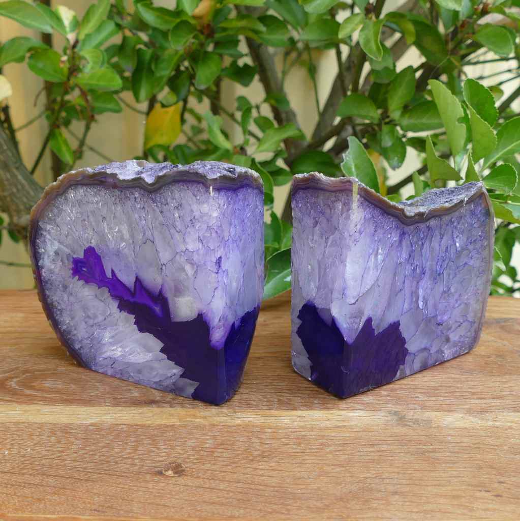 purple agate bookends