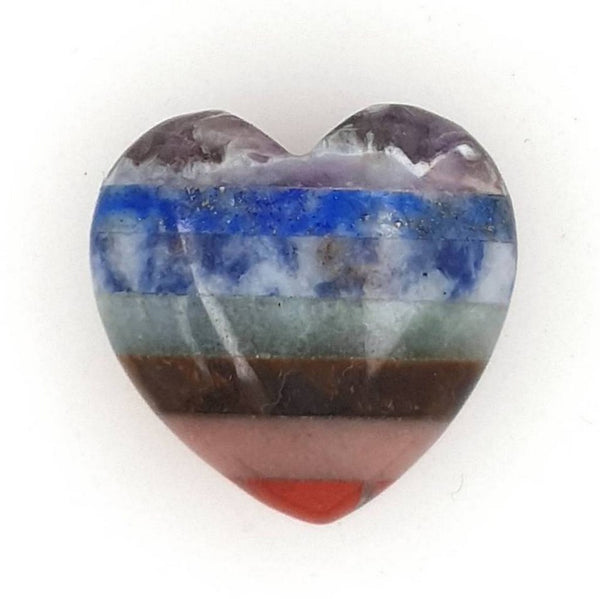 7 Chakra Hearts 30mm - Crystal Heart in 7 Chakras