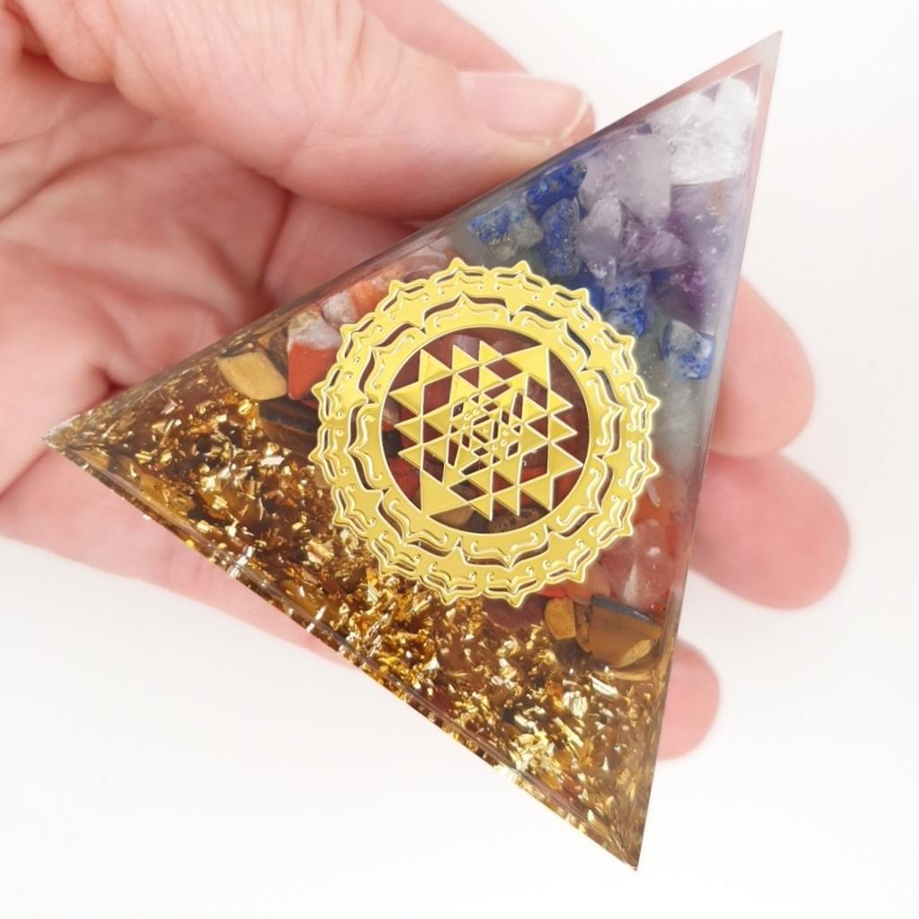 orgonite chakra pyramid Sri Yantra