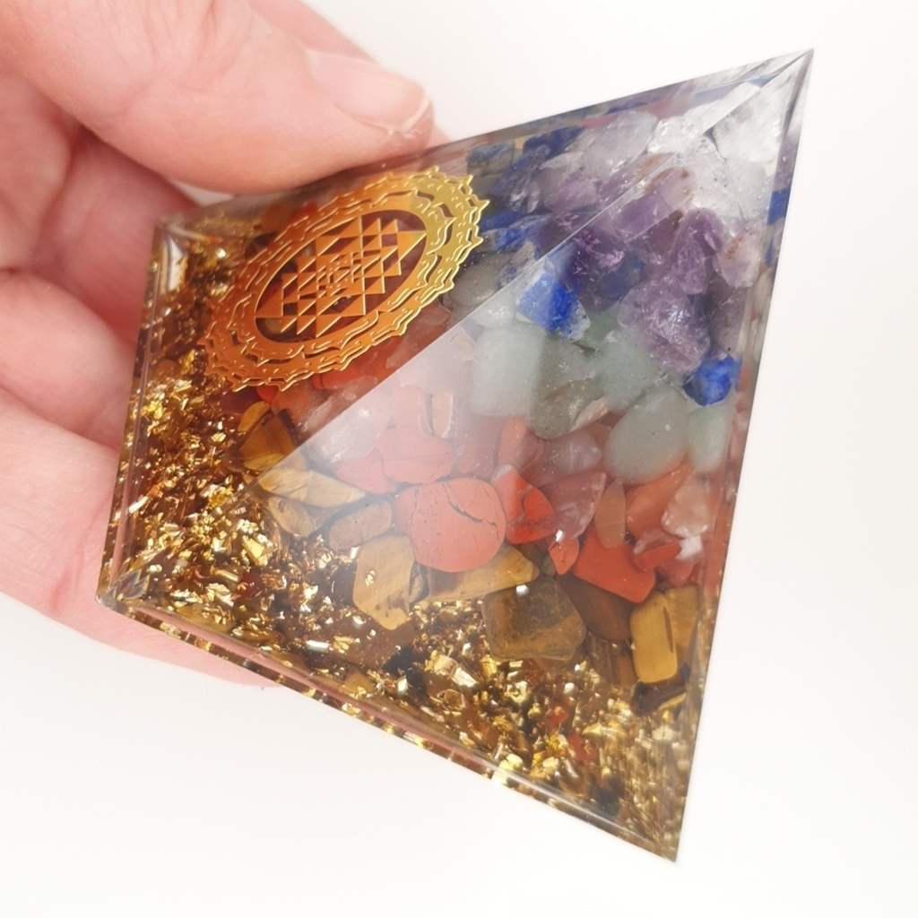 orgonite chakra pyramid Sri Yantra