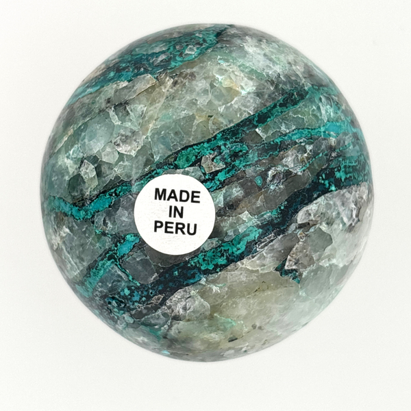 Chrysocolla in Quartz Sphere (Peru)