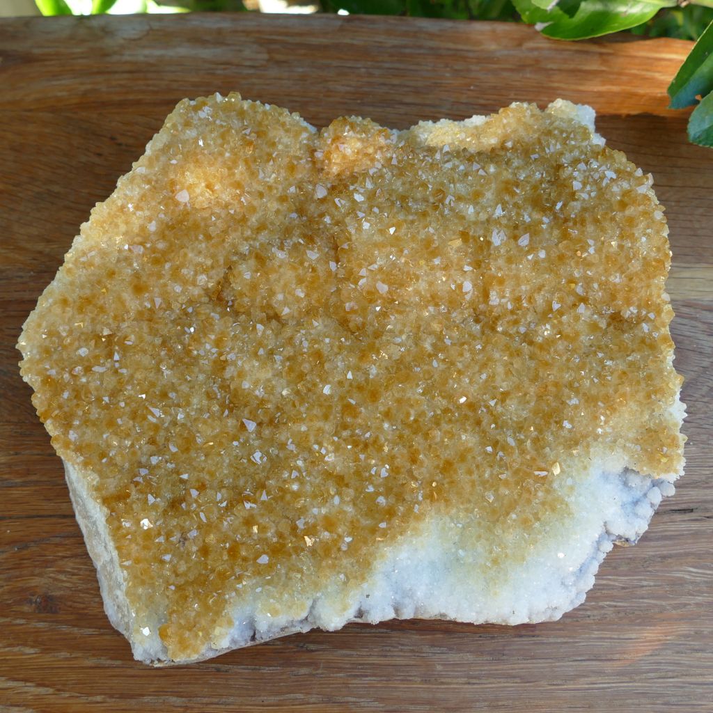 citrine cluster on Wood stand
