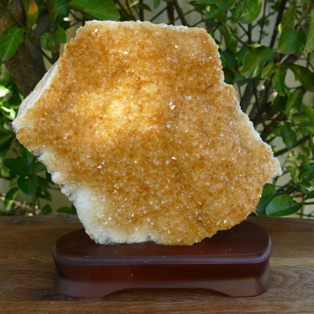 citrine cluster on Wood stand