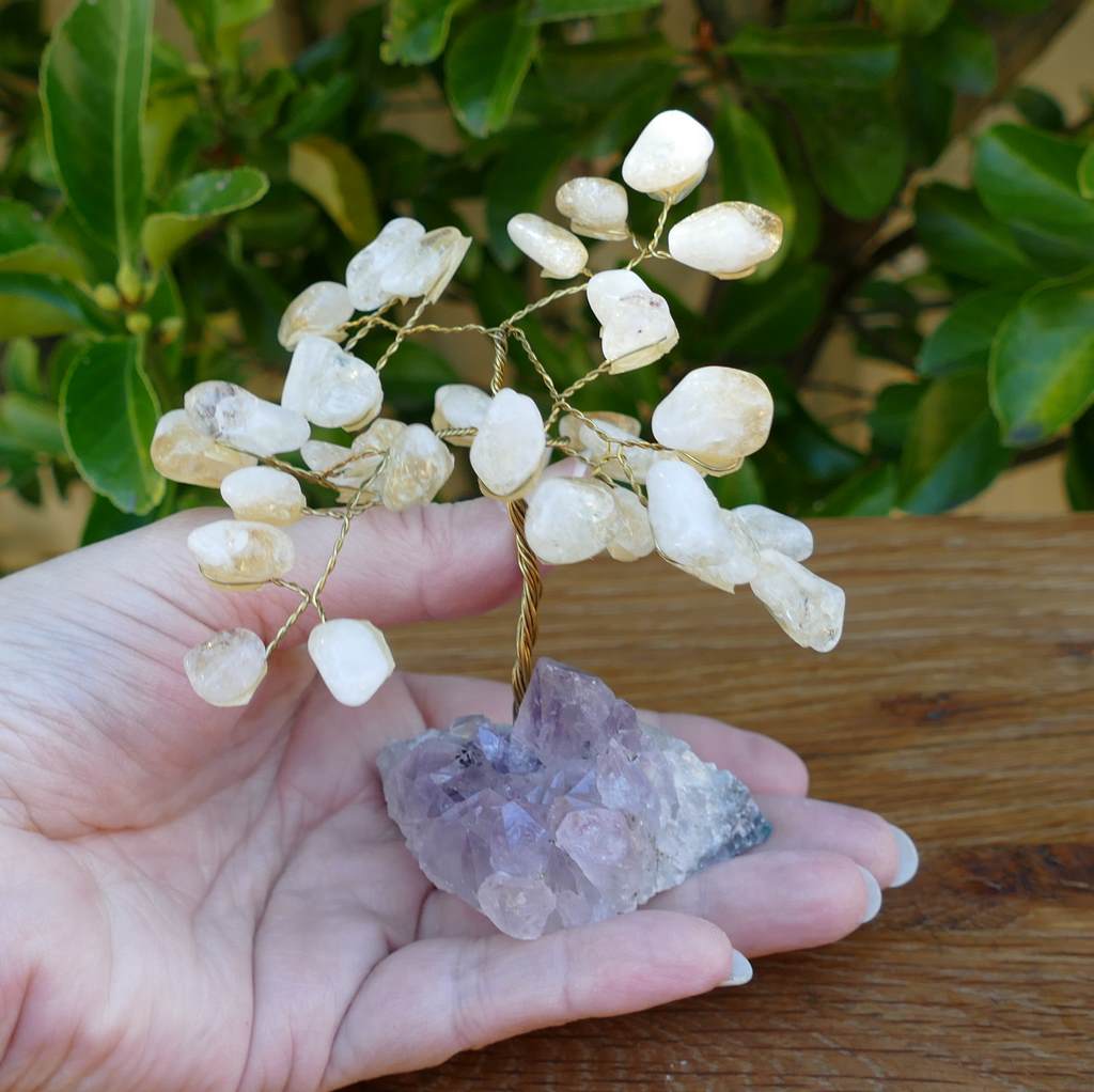 Crystal Gem Tree on an Amethyst Base with Citrine Leaves
