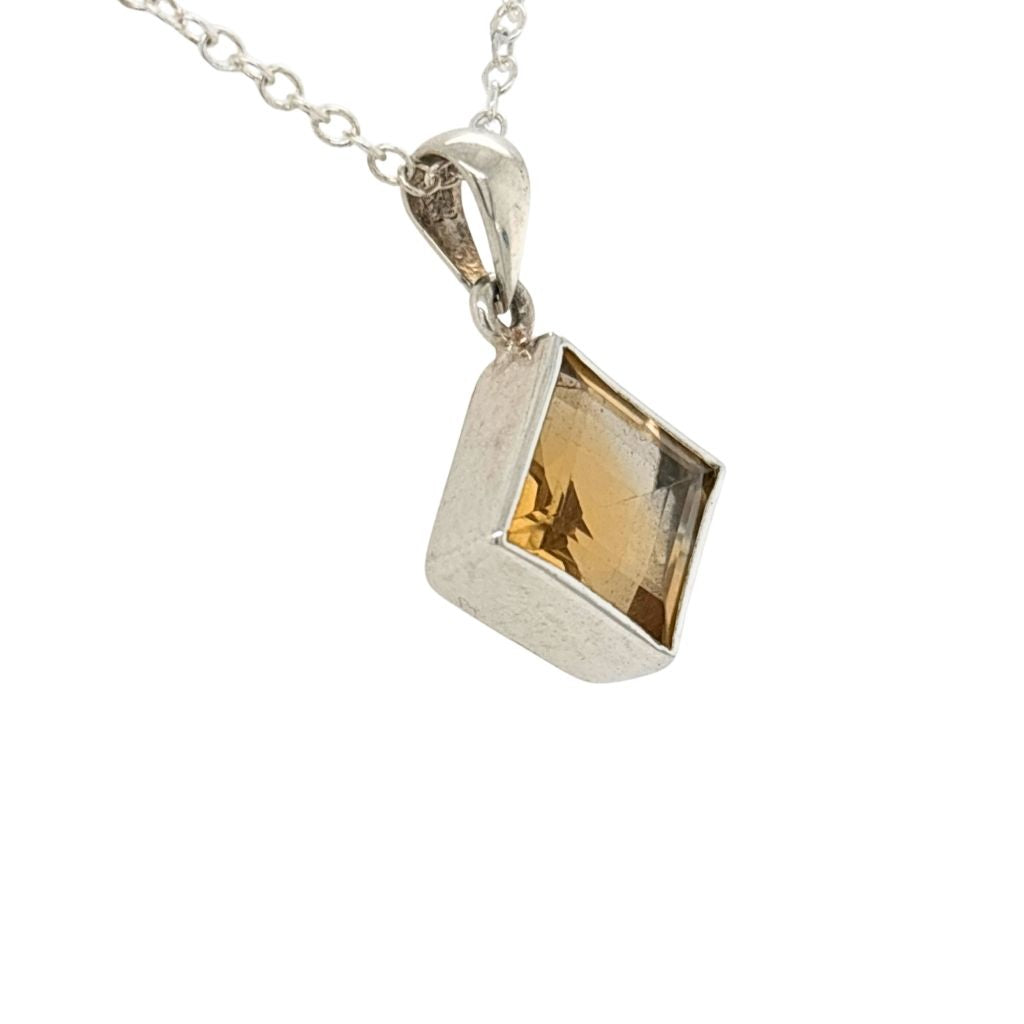 Faceted Citrine Pendant Set in 925 Sterling Silver
