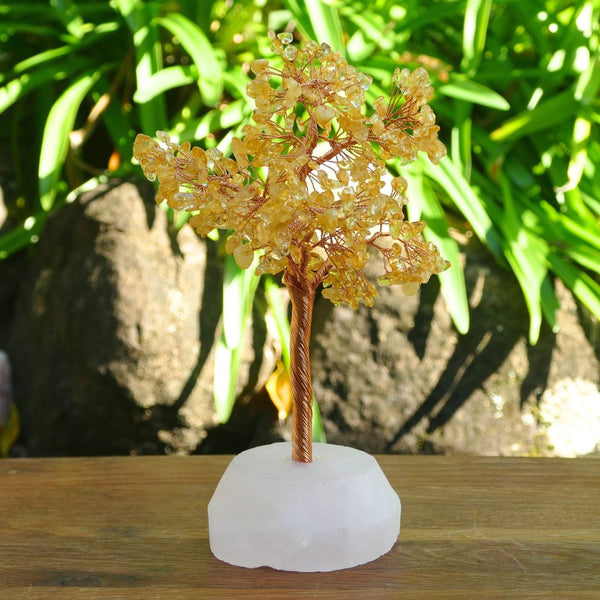 Citrine Crystal Gem Tree on Rose Quartz Base