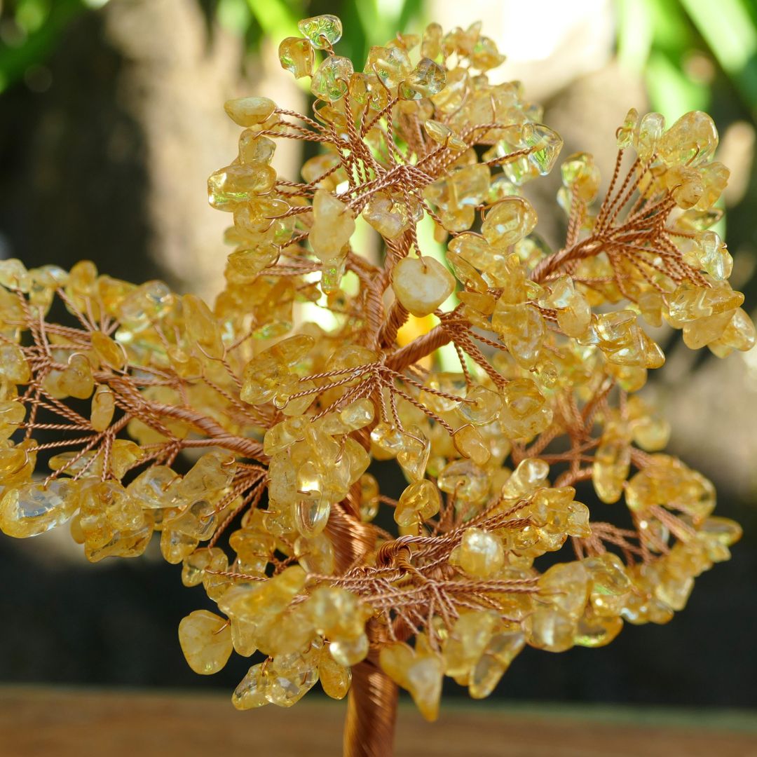 Citrine Crystal Gem Tree on Rose Quartz Base | Wealth Tree