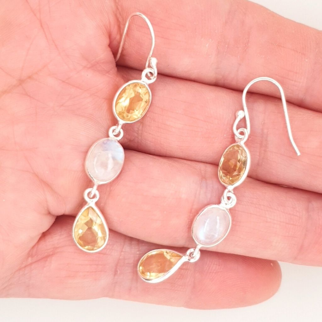 citrine and moonstone earrings