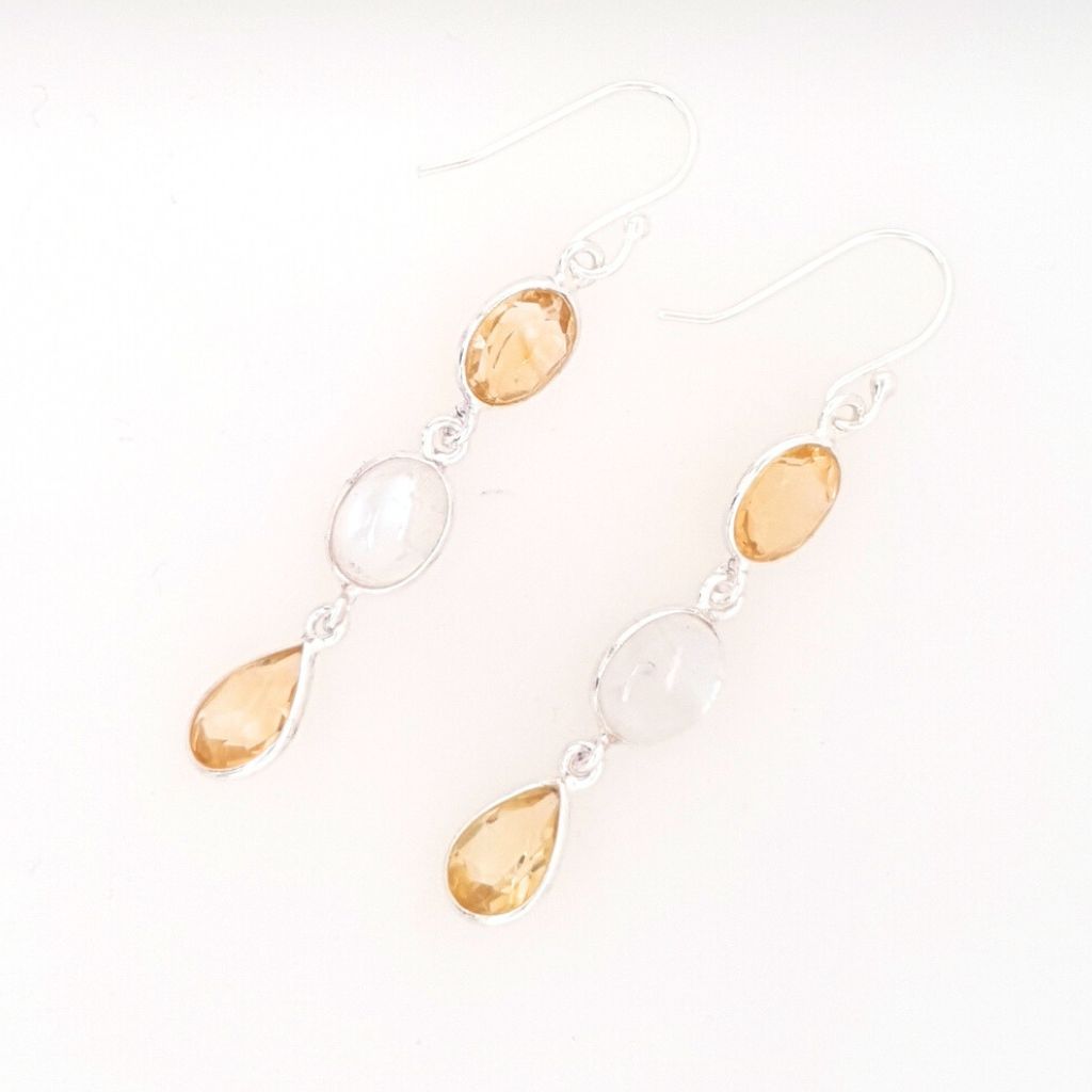 citrine and moonstone earrings