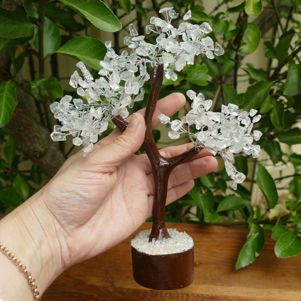 clear quartz crystal gem tree