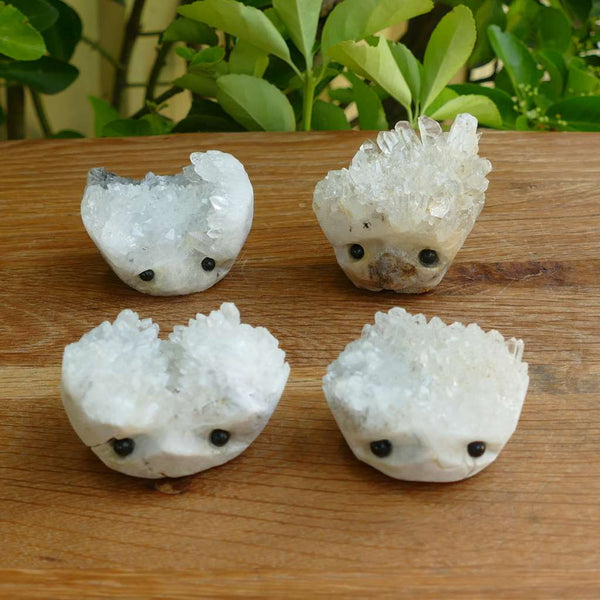Clear Quartz Crystal Cluster Hedgehog for Gift, Home Decoration - Natural Carved Crystal Animal Figurine