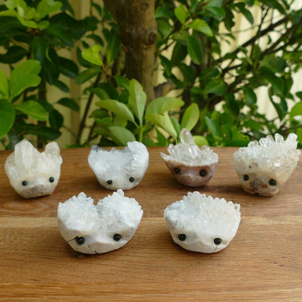 clear quartz cluster hedgehog