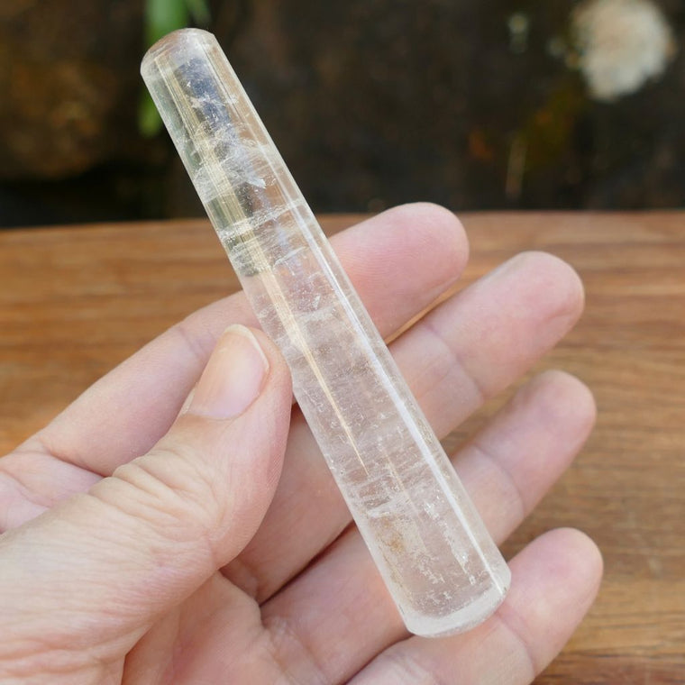 Natural Clear Quartz Crystal Wand with rounded polished ends