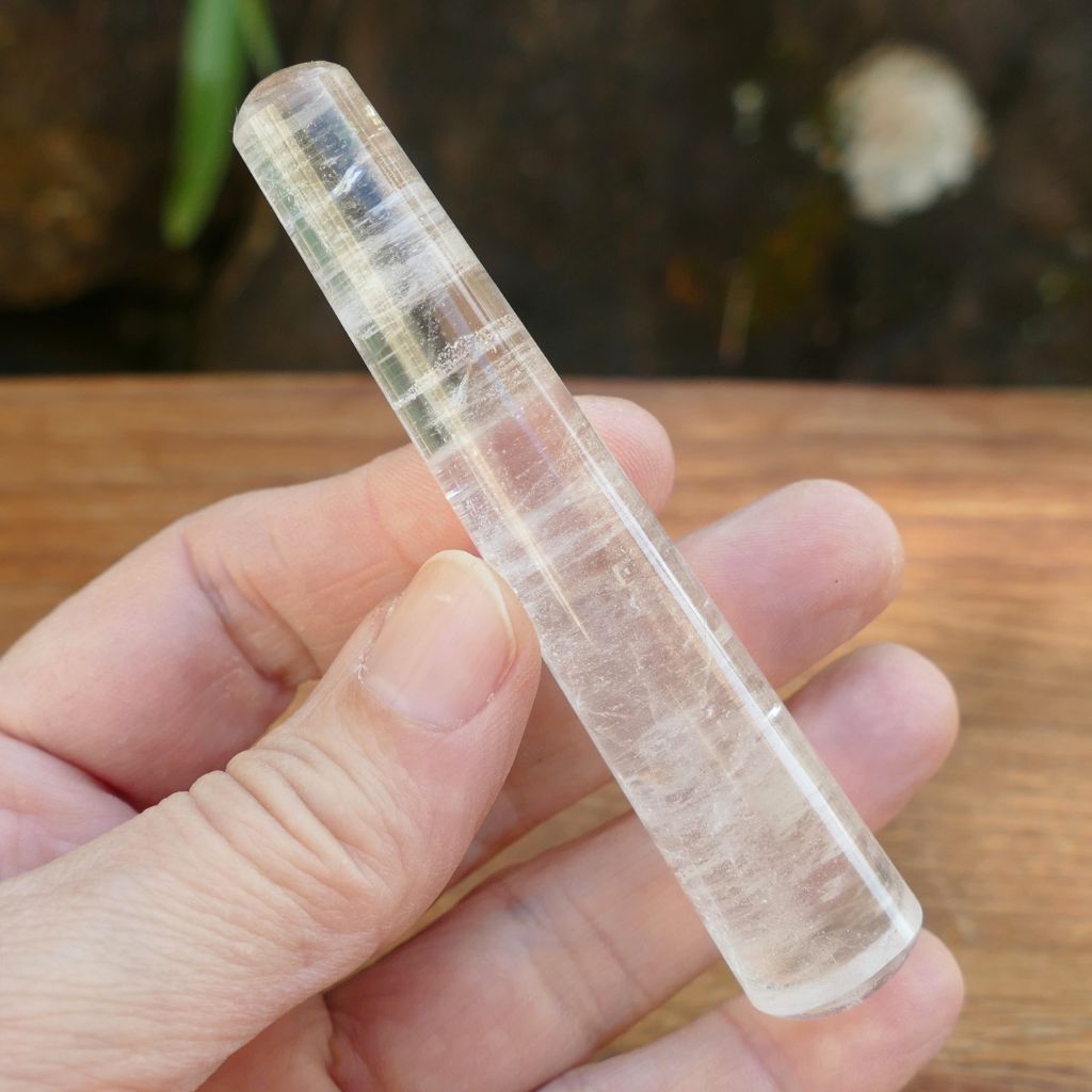 Natural Clear Quartz Crystal Wand with rounded polished ends