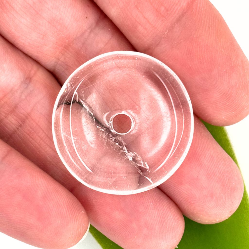 Natural Clear Quartz crystal donut 26mm polished clear crystal