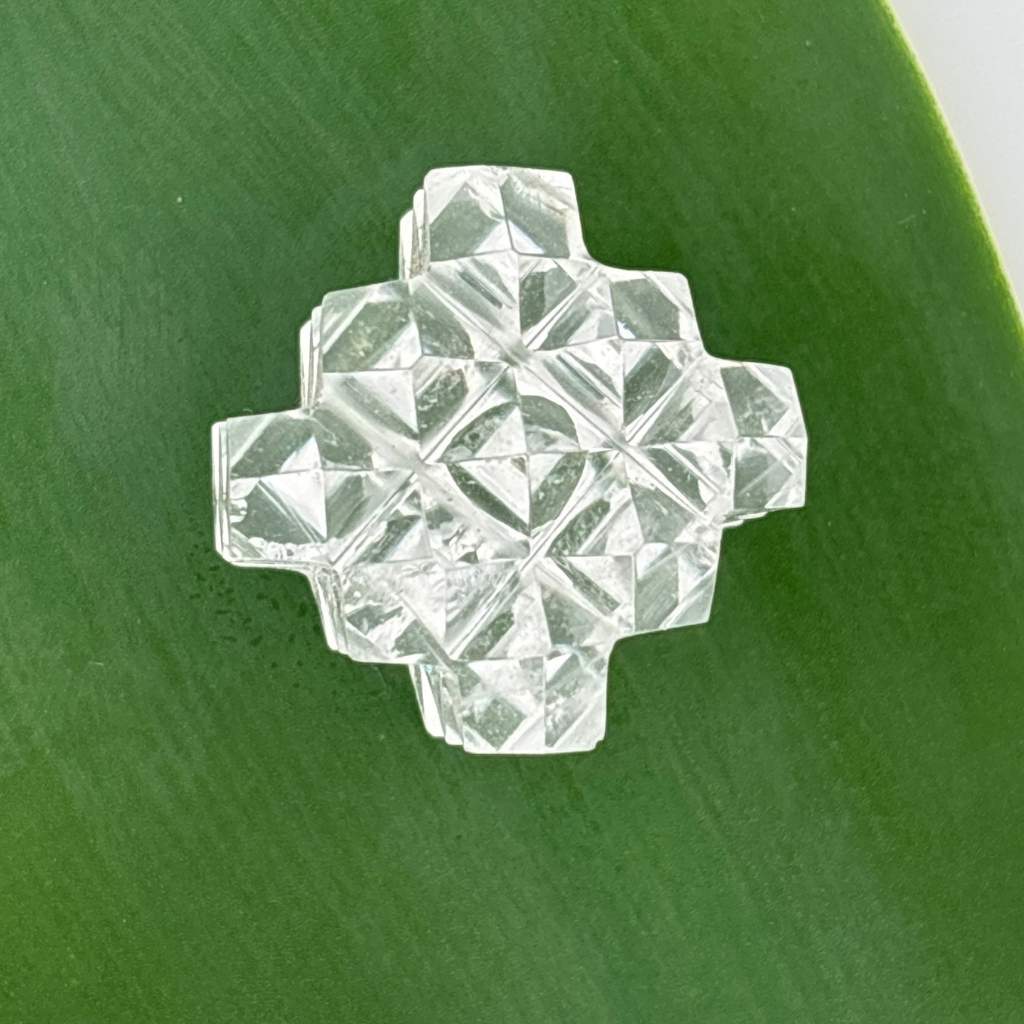 Clear Quartz 54 Pyramid Energy Cube sacred geometry crystal carving