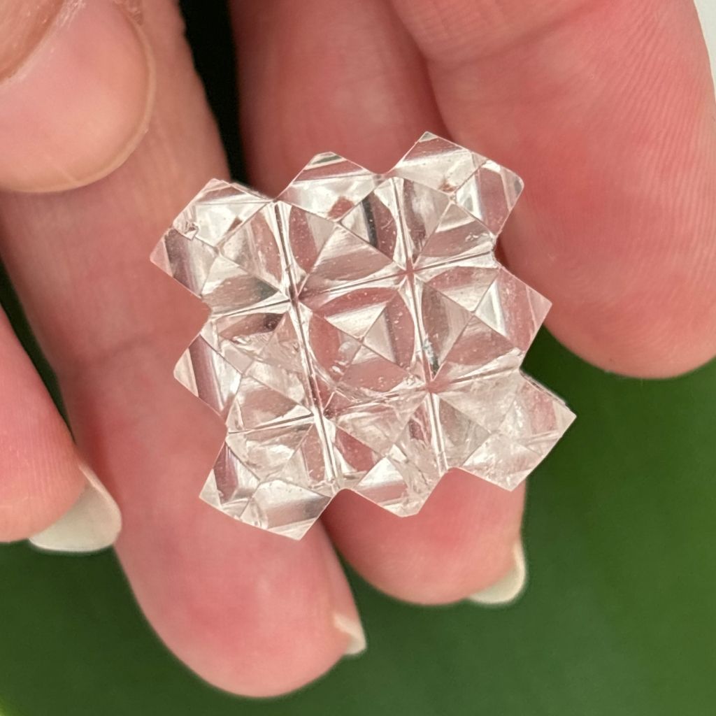 Clear Quartz 54 Pyramid Energy Cube sacred geometry crystal carving