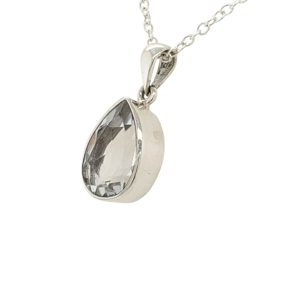 Clear Quartz Crystal Pendant in 925 Sterling Silver