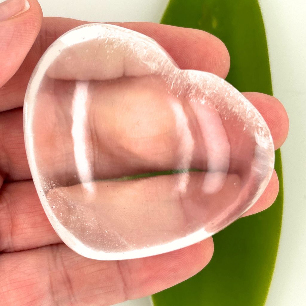 Natural Clear Quartz Crystal Heart 117g polished transparent stone