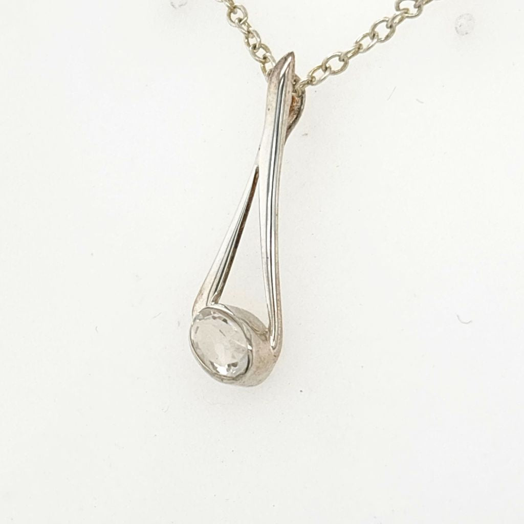 Clear Quartz Crystal Pendant in Sterling Silver