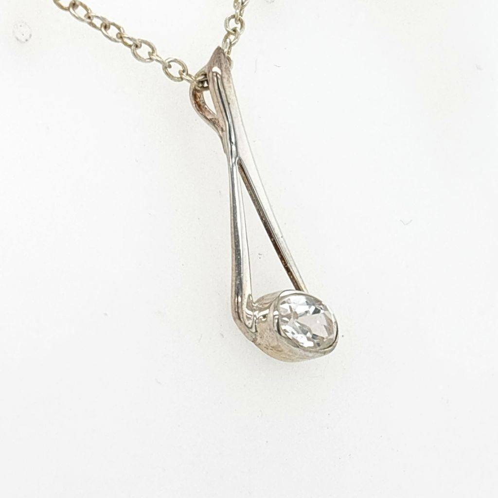 Clear Quartz Crystal Pendant in Sterling Silver