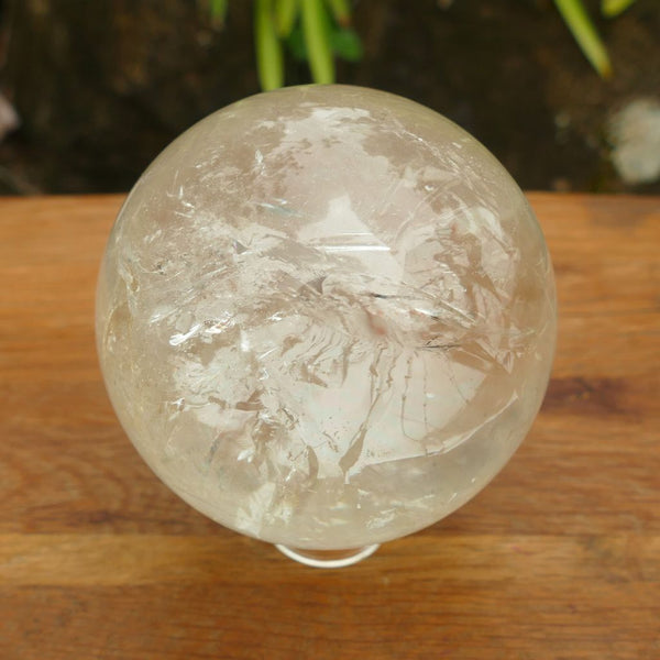 Crystal Ball Clear Quartz Crystal Sphere 92mm Healing Crystal Ball Home Decor