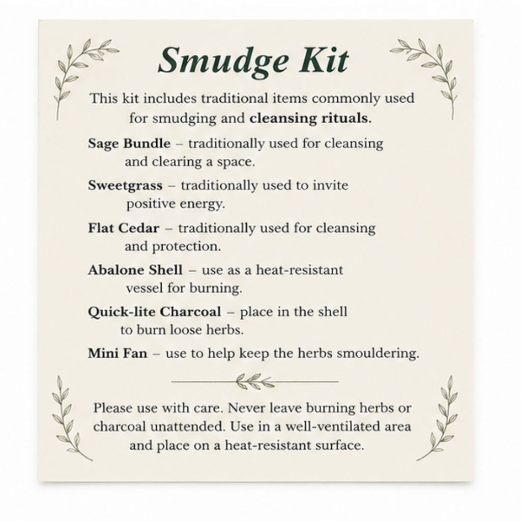 Complete Smudge Kit with Sage, Sweetgrass, Cedar & Abalone Shell