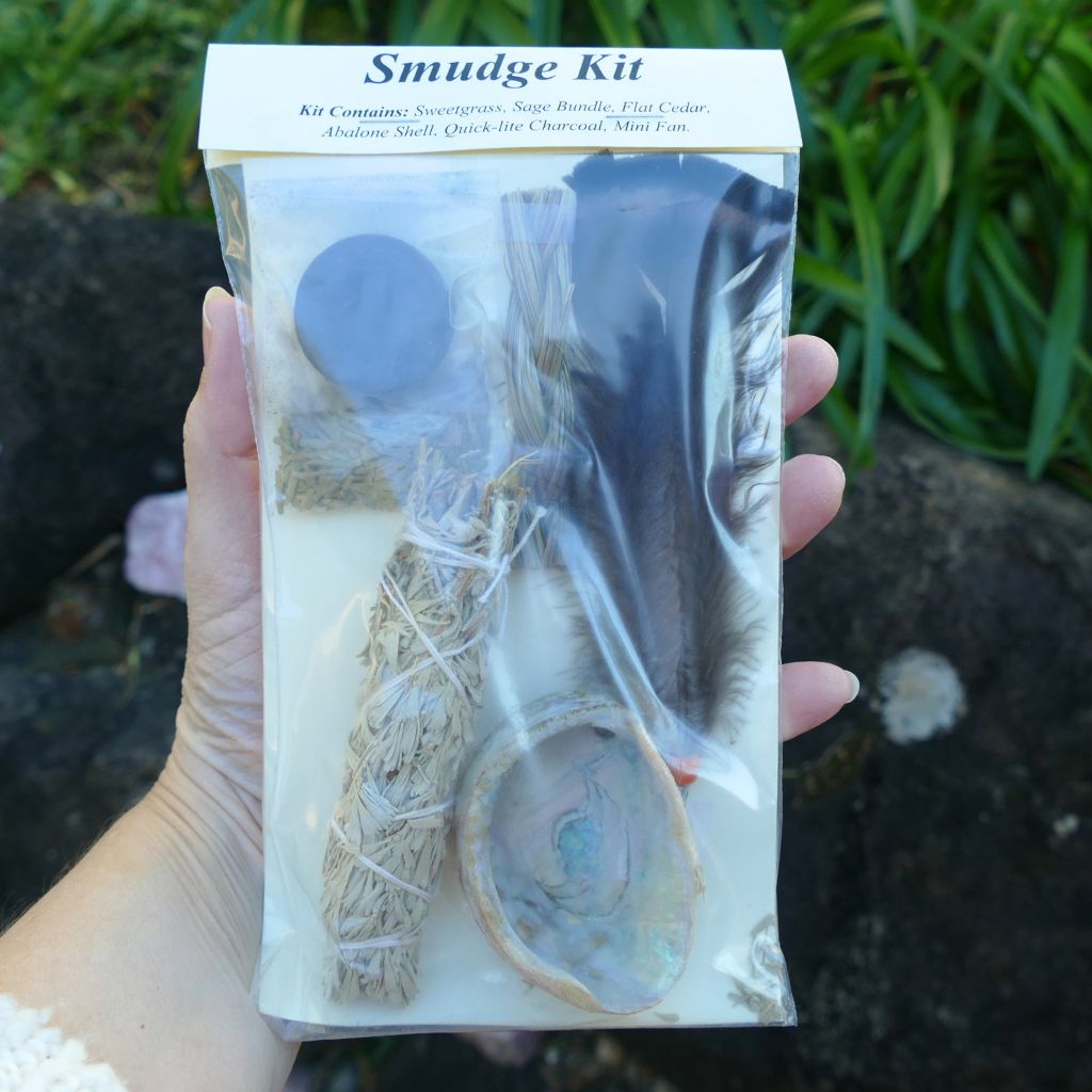 Complete Smudge Kit with Sage, Sweetgrass, Cedar & Abalone Shell