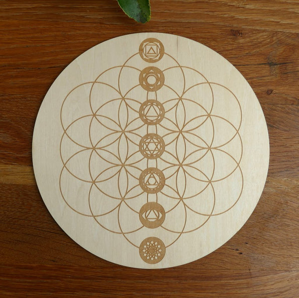 Crystal Grid Board – Seed of Life & Chakra Design