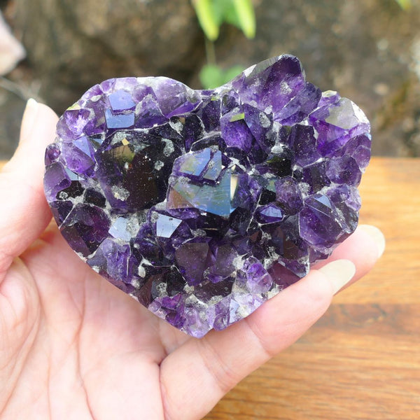 Amethyst Crystal Cluster Heart Carved to Perfection - Amethyst Druzy Heart