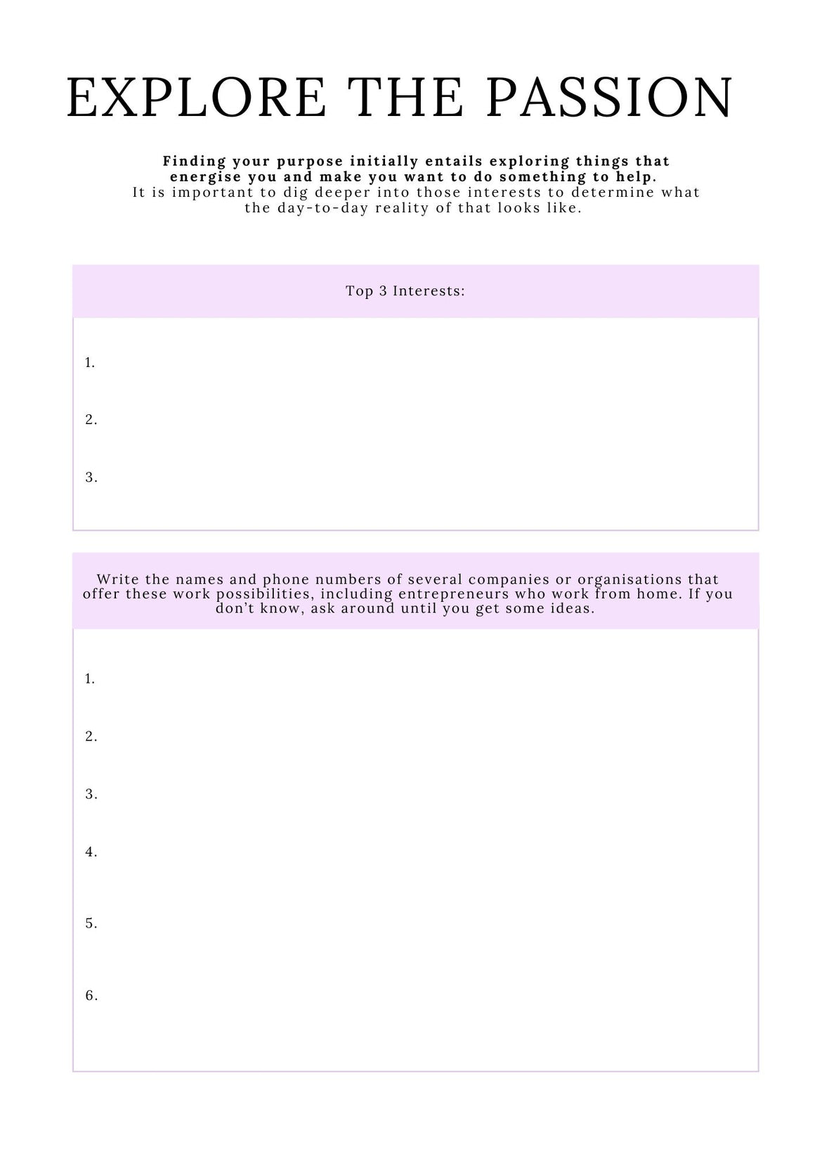 find your passion planner