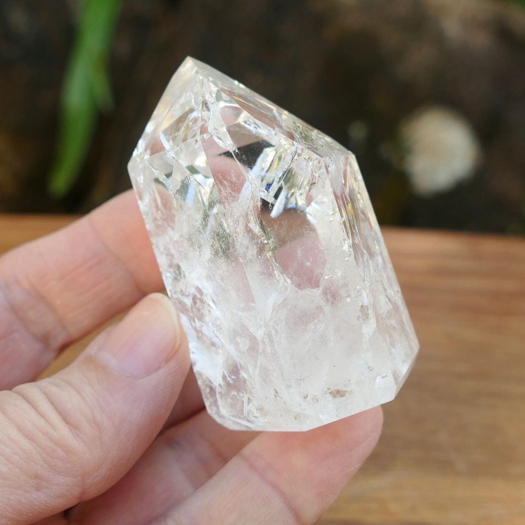 Fire and Ice Quartz Crystal Point - Crackle Quartz