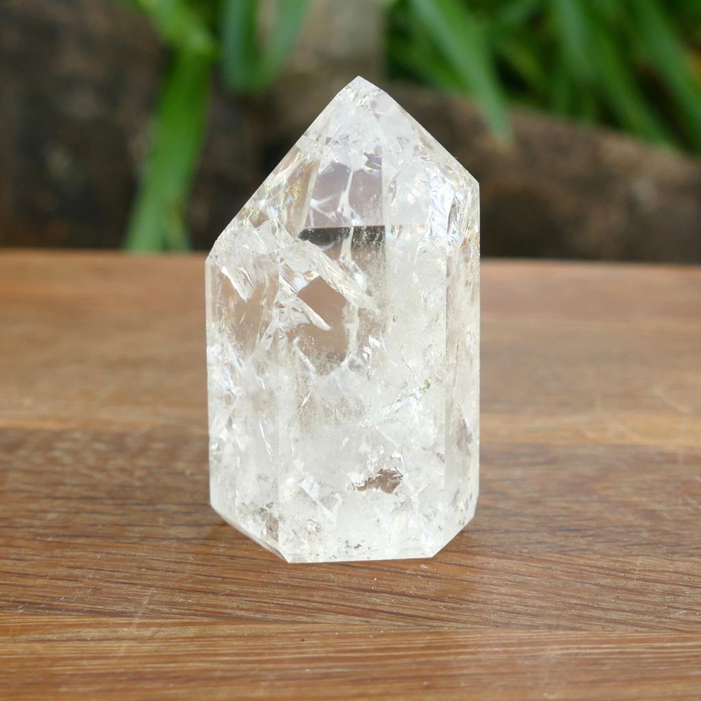 Fire and Ice Quartz Crystal Point - Crackle Quartz