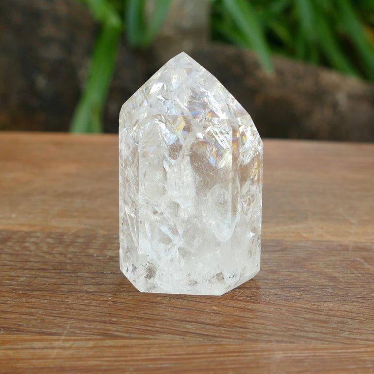 Fire and Ice Quartz Crystal Point - Crackle Quartz