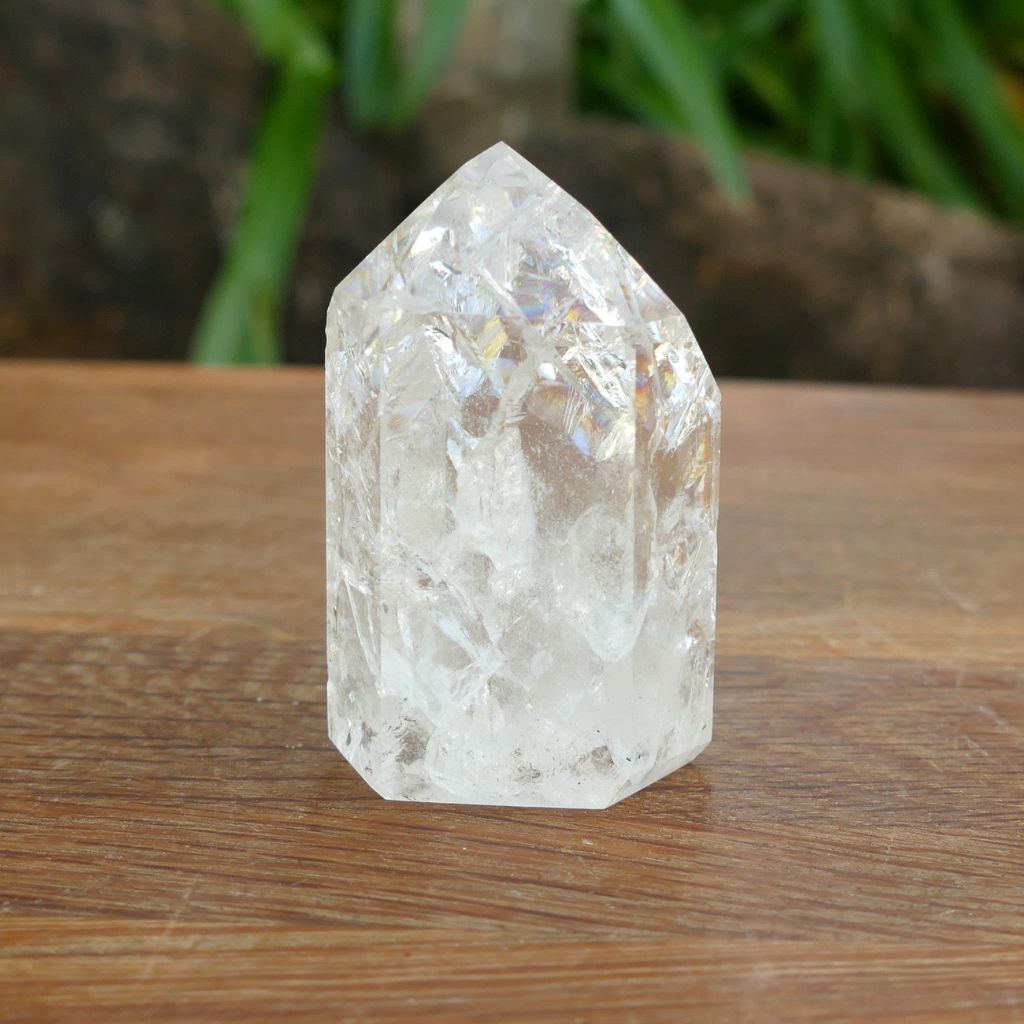 Fire and Ice Quartz Crystal Point - Crackle Quartz