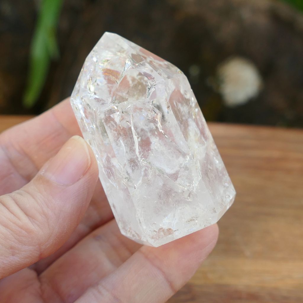 Fire and Ice Quartz Crystal Point - Crackle Quartz