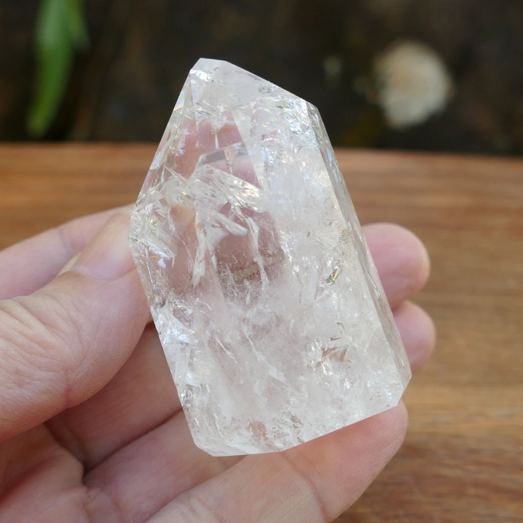 Fire and Ice Quartz Crystal Point - Crackle Quartz