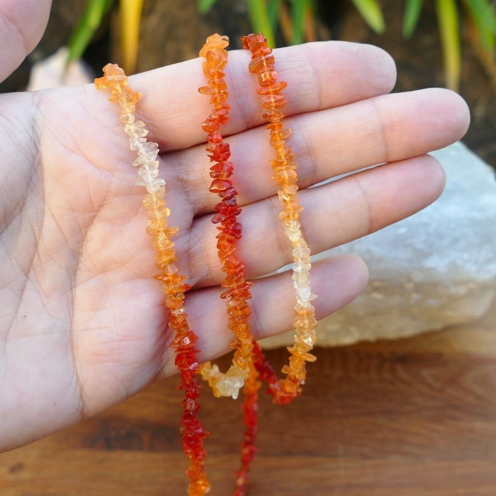 Fire Opal Necklace Australia | Crystal Chip Necklace 36”