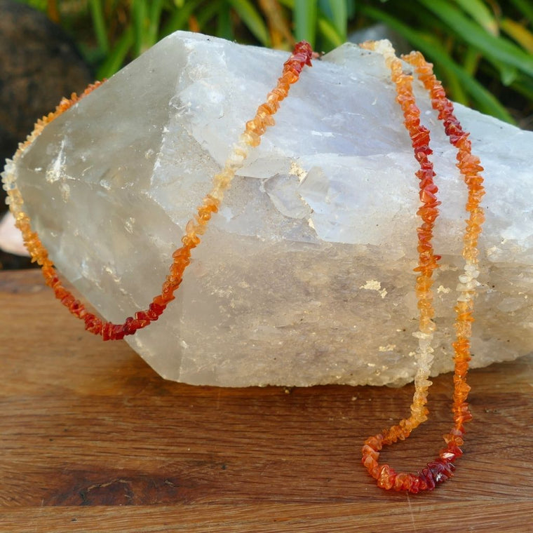 Fire Opal Necklace Australia | Crystal Chip Necklace 36”