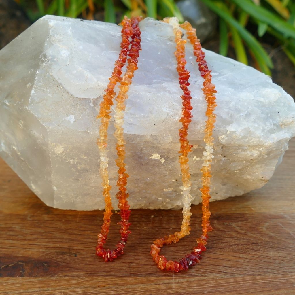 Fire Opal Necklace Australia | Crystal Chip Necklace 36”
