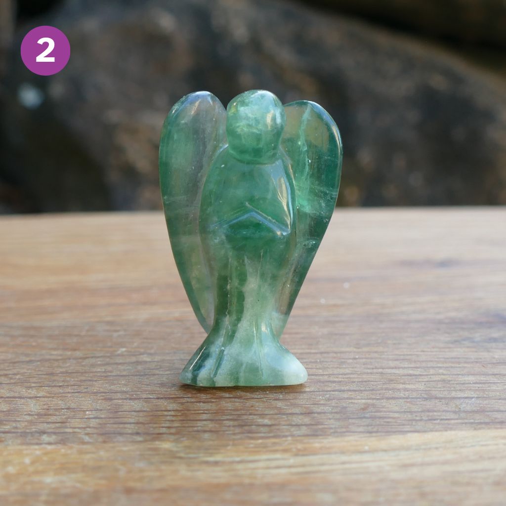 Fluorite Angels Natural Crystal Healing Stone Figurine and Pocket Guardian