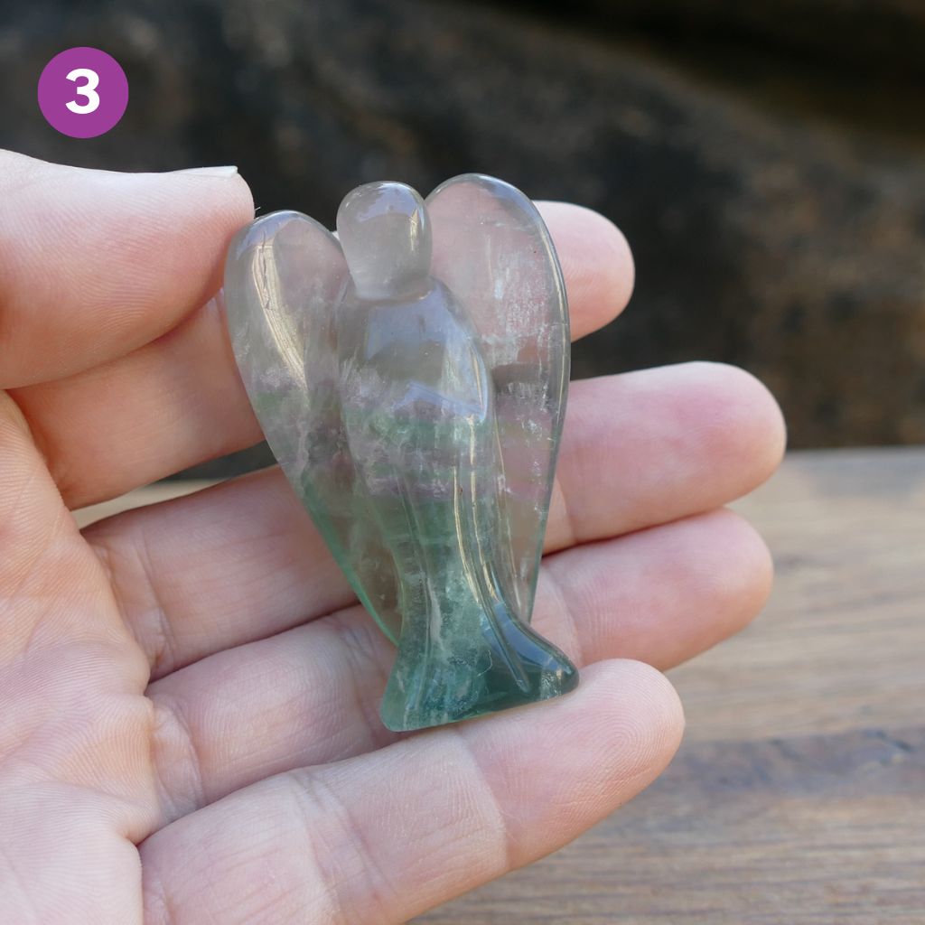 Fluorite Angels Natural Crystal Healing Stone Figurine and Pocket Guardian