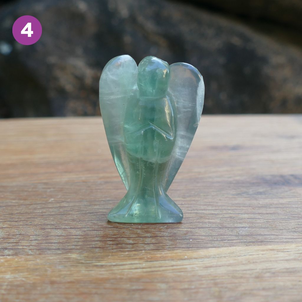 Fluorite Angels Natural Crystal Healing Stone Figurine and Pocket Guardian
