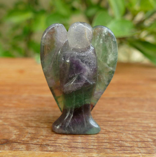 Fluorite Angels Natural Crystal Healing Stone Figurine and Pocket Guardian