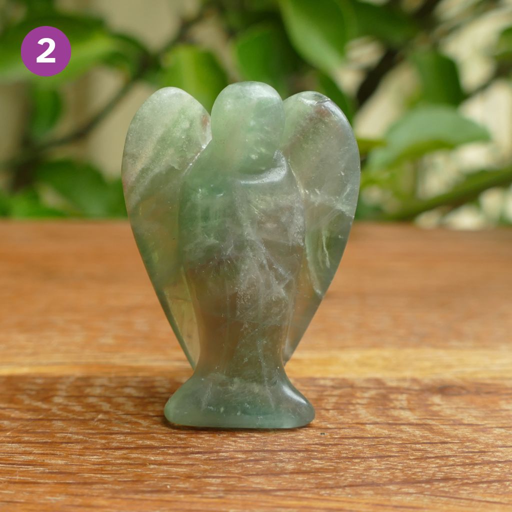 Fluorite Angels Natural Crystal Healing Stone Figurine and Pocket Guardian