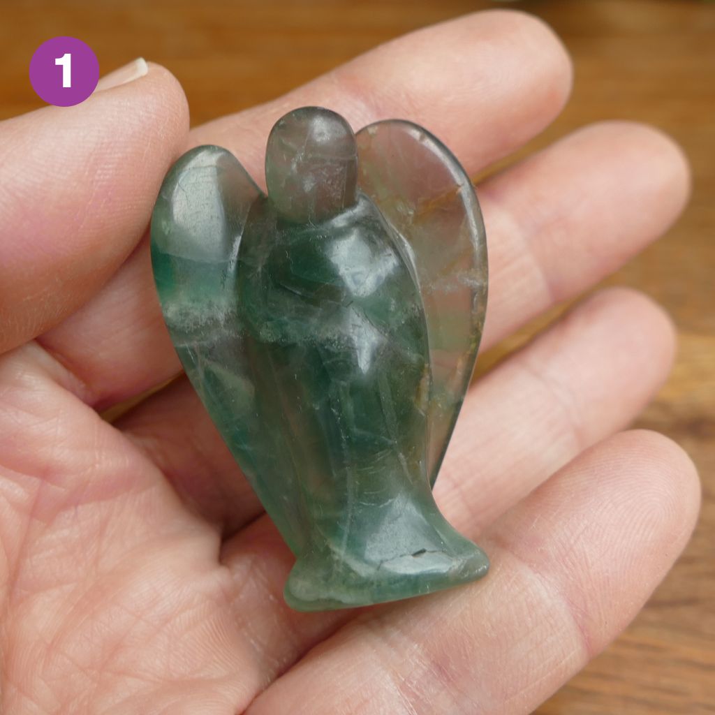 Fluorite Angels Natural Crystal Healing Stone Figurine and Pocket Guardian