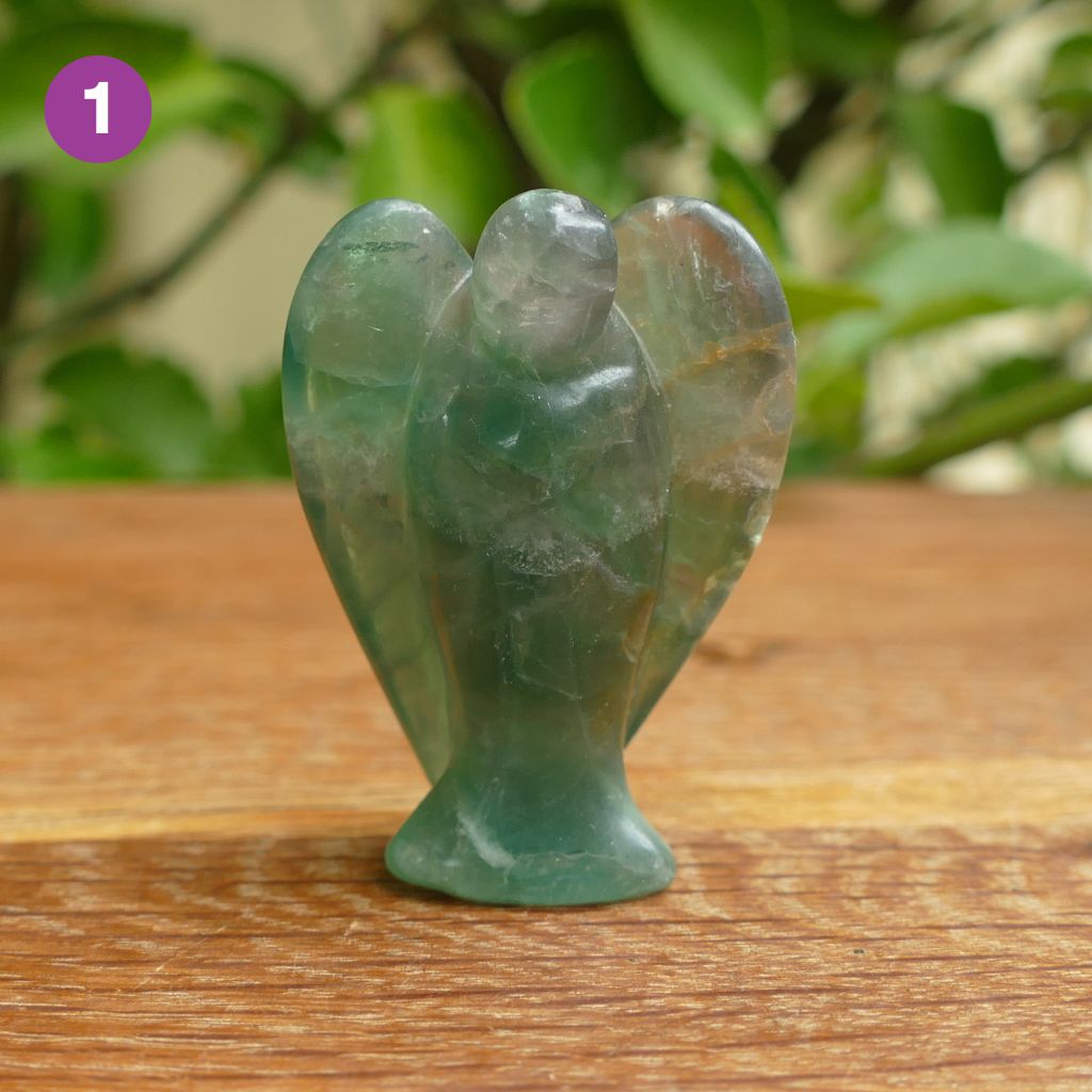 Fluorite Angels Natural Crystal Healing Stone Figurine and Pocket Guardian